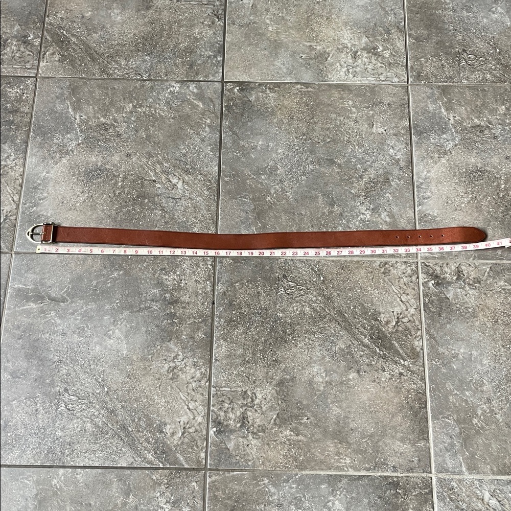 Massimo Dutti Brown Leather Belt with Gold Buckle - Picture 4 of 5